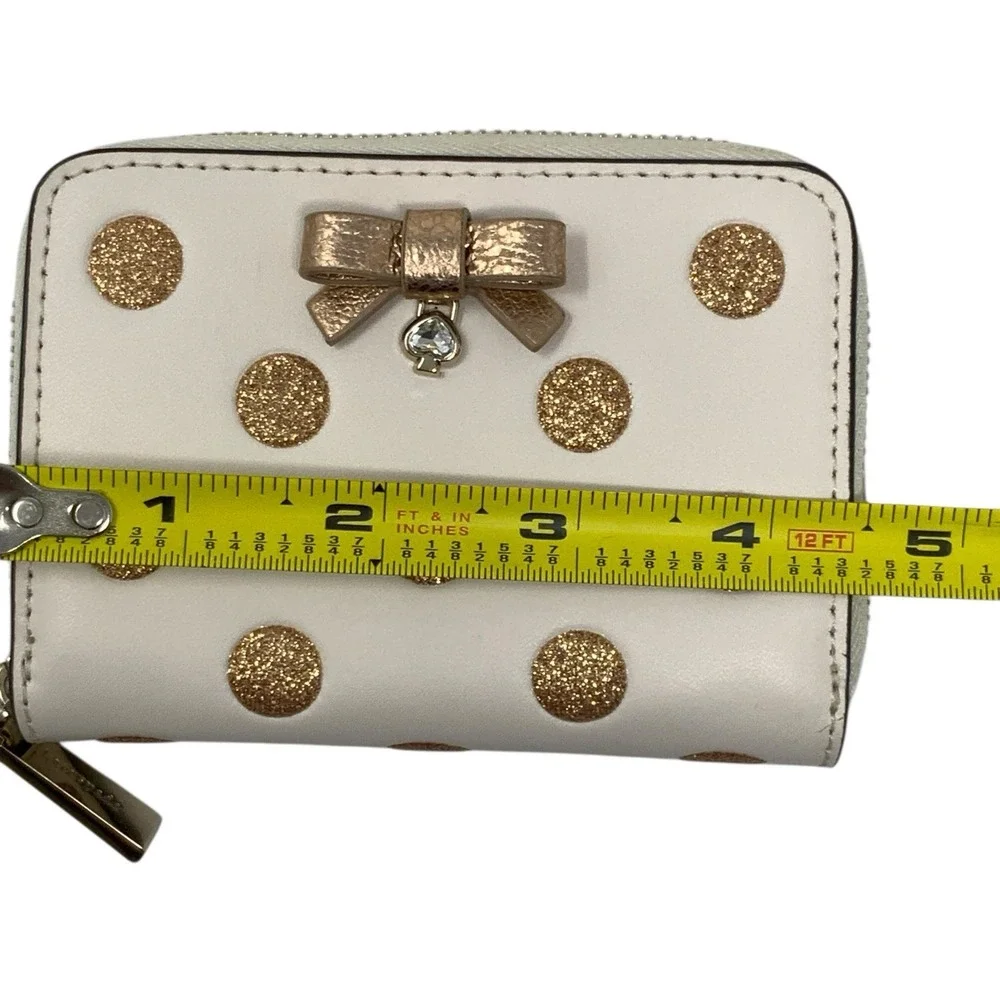 Kate Spade Zip Around Card Case‎ Wallet Wrapping Party Parchment Gold Polka Dot